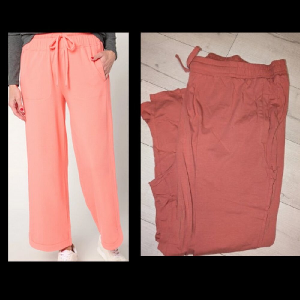 AnyBody Straight Leg Cozy Knit Ankle Pants w/ Curved Hem Drawstring Womens 3X